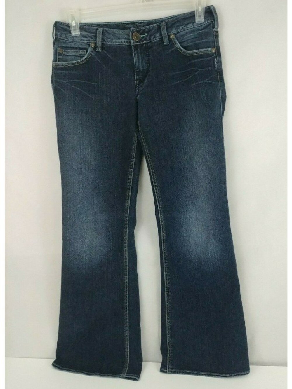 Silver Aiko Embroidered Distressed Whiskered Dark Wash Jeans Size 31/31